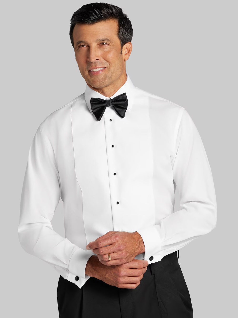 JOS A BANK Reserve Tailored Fit White Tuxedo Cotton Bib Shirt Size 15 1/2 - 34